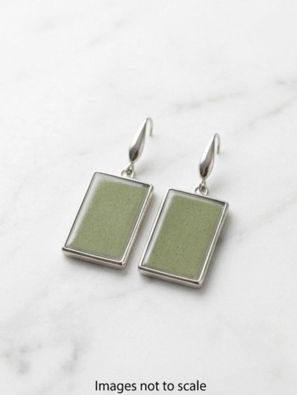 #526 HAND CRAFTED Earrings handcrafted handmade Resin Silver Tone Metalic Green